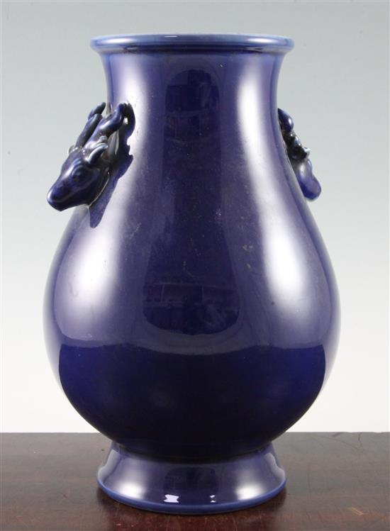 A Chinese blue glaze hu vase, 33.5cm